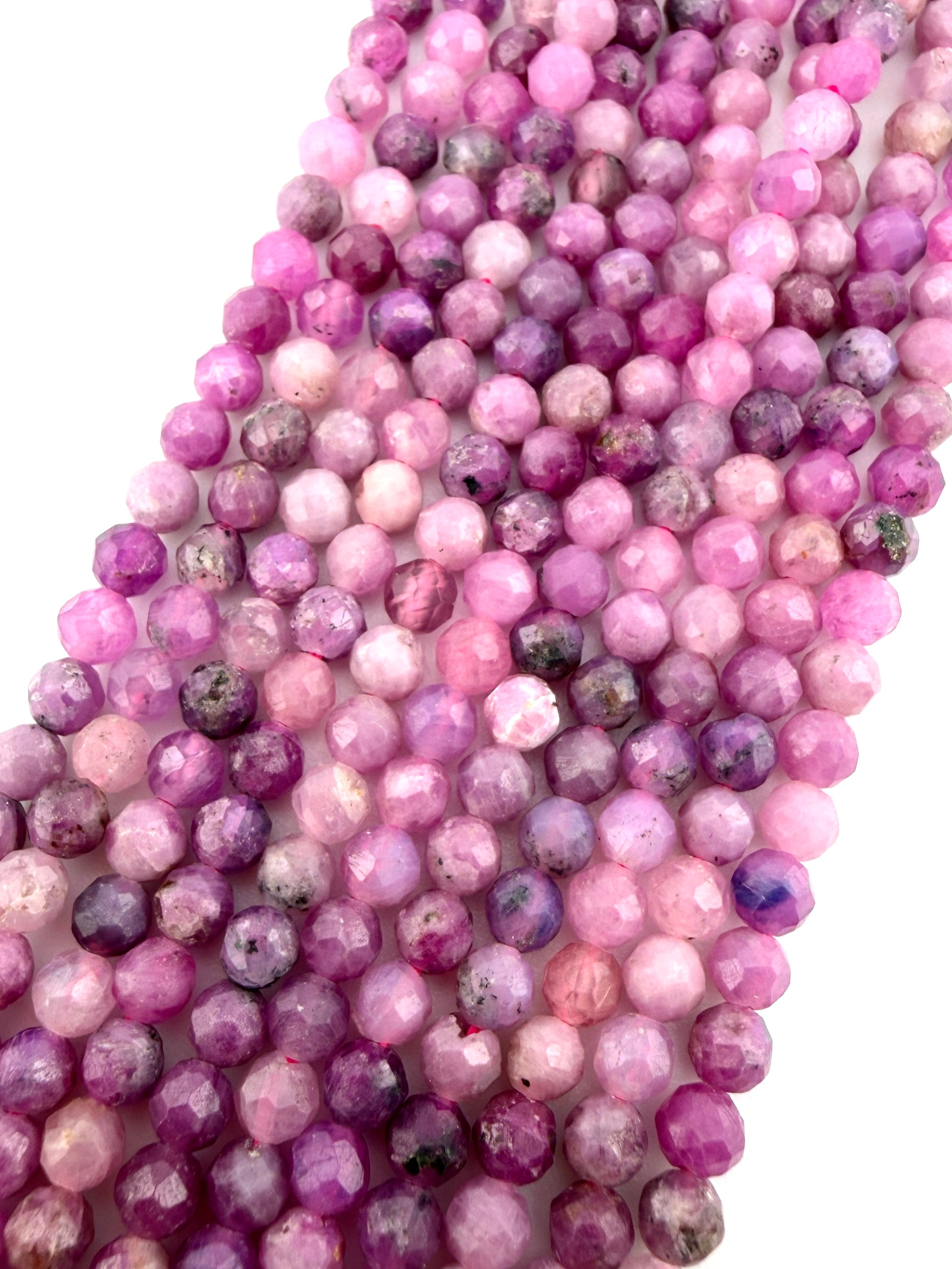 3.5mm Faceted Light Ruby Beads