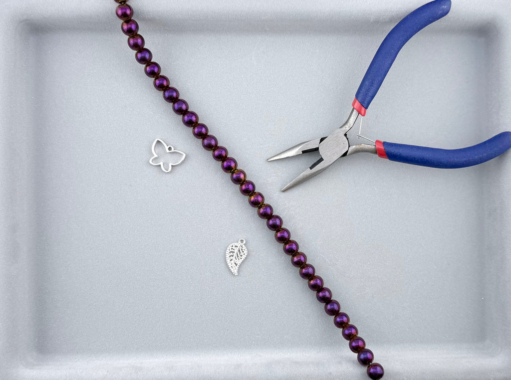8mm Round Hematite Beads Metallic Purple Gold