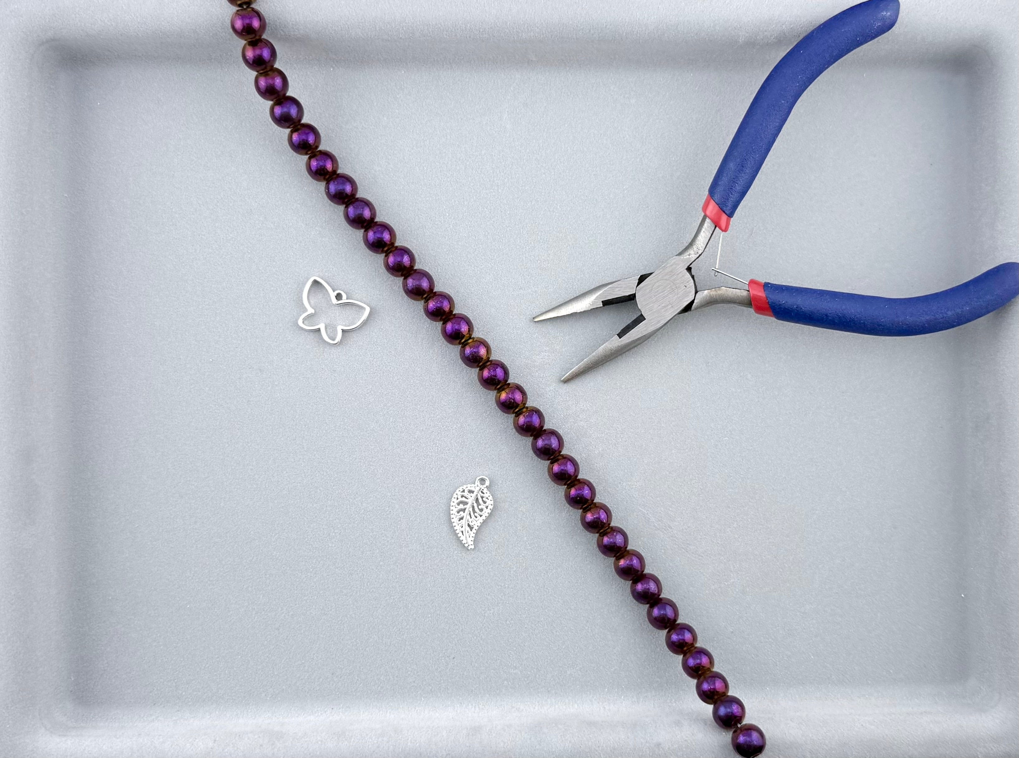8mm Round Hematite Beads Metallic Purple Gold