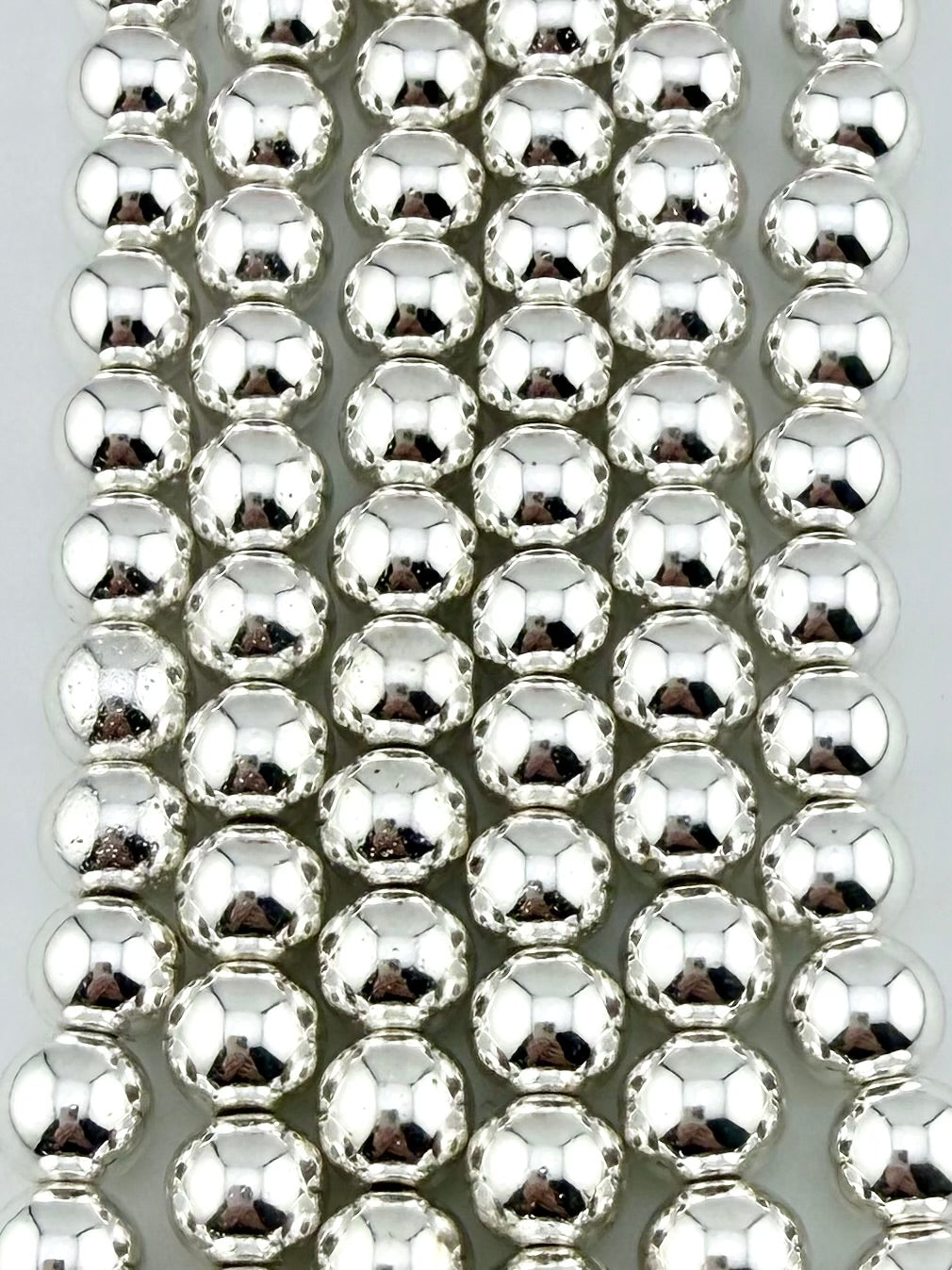 8mm Round Hematite Beads Silver