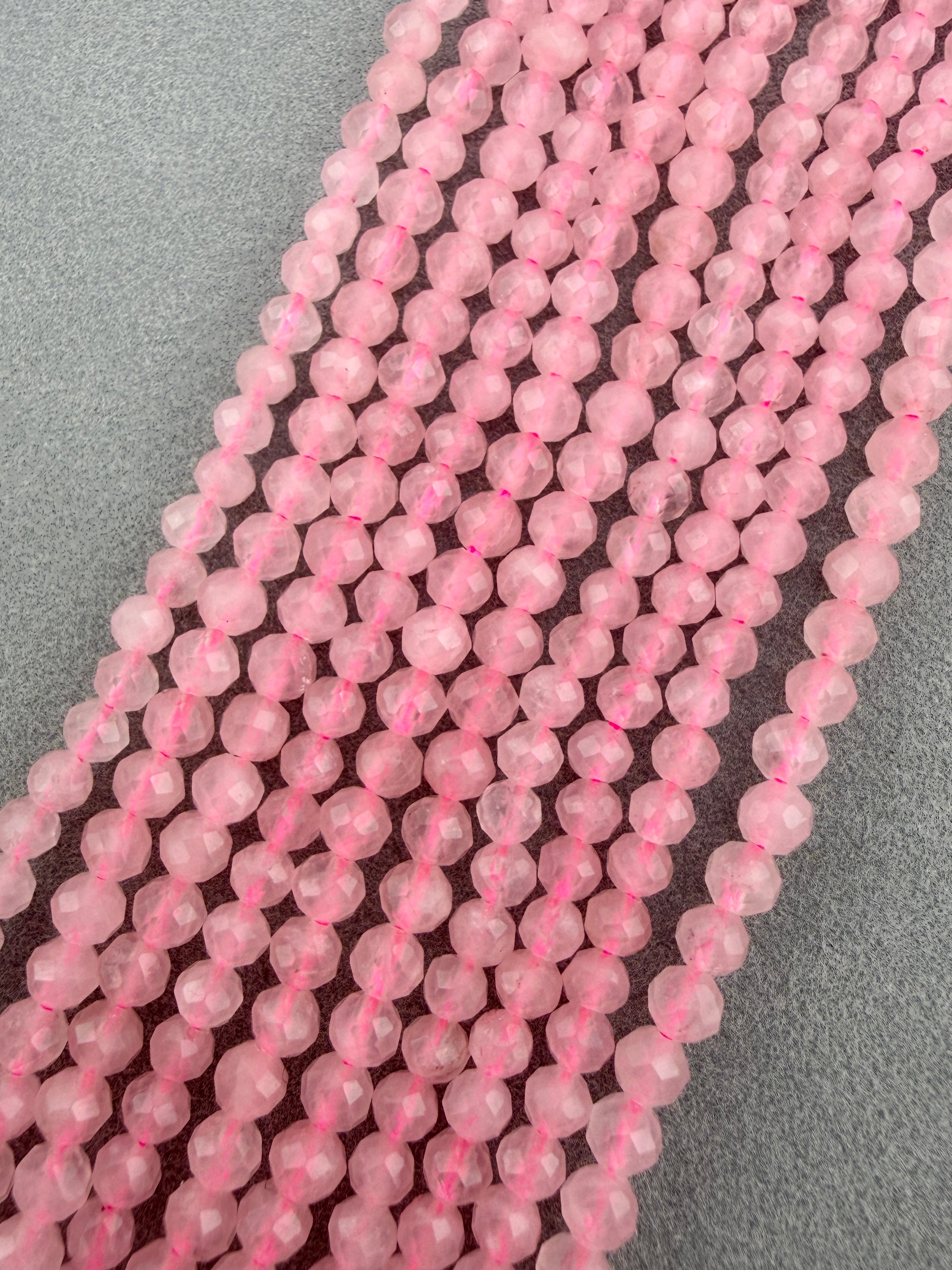 3.5mm Faceted Rose Quartz Beads