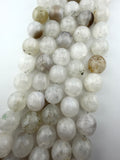 14mm White Carnelian Agate Beads
