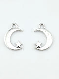 17mm Moon & Star Charm Rhodium