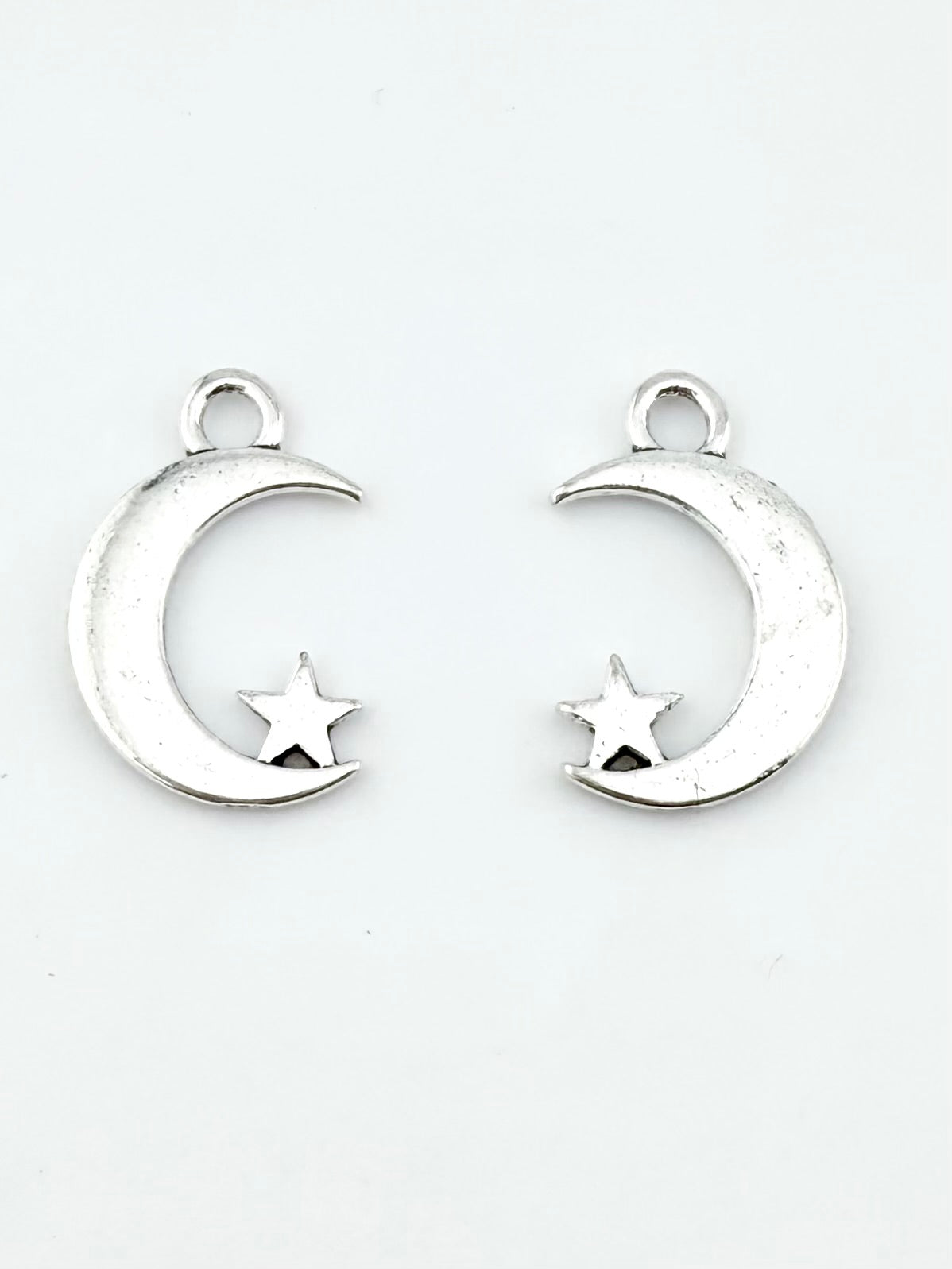 17mm Moon & Star Charm Rhodium