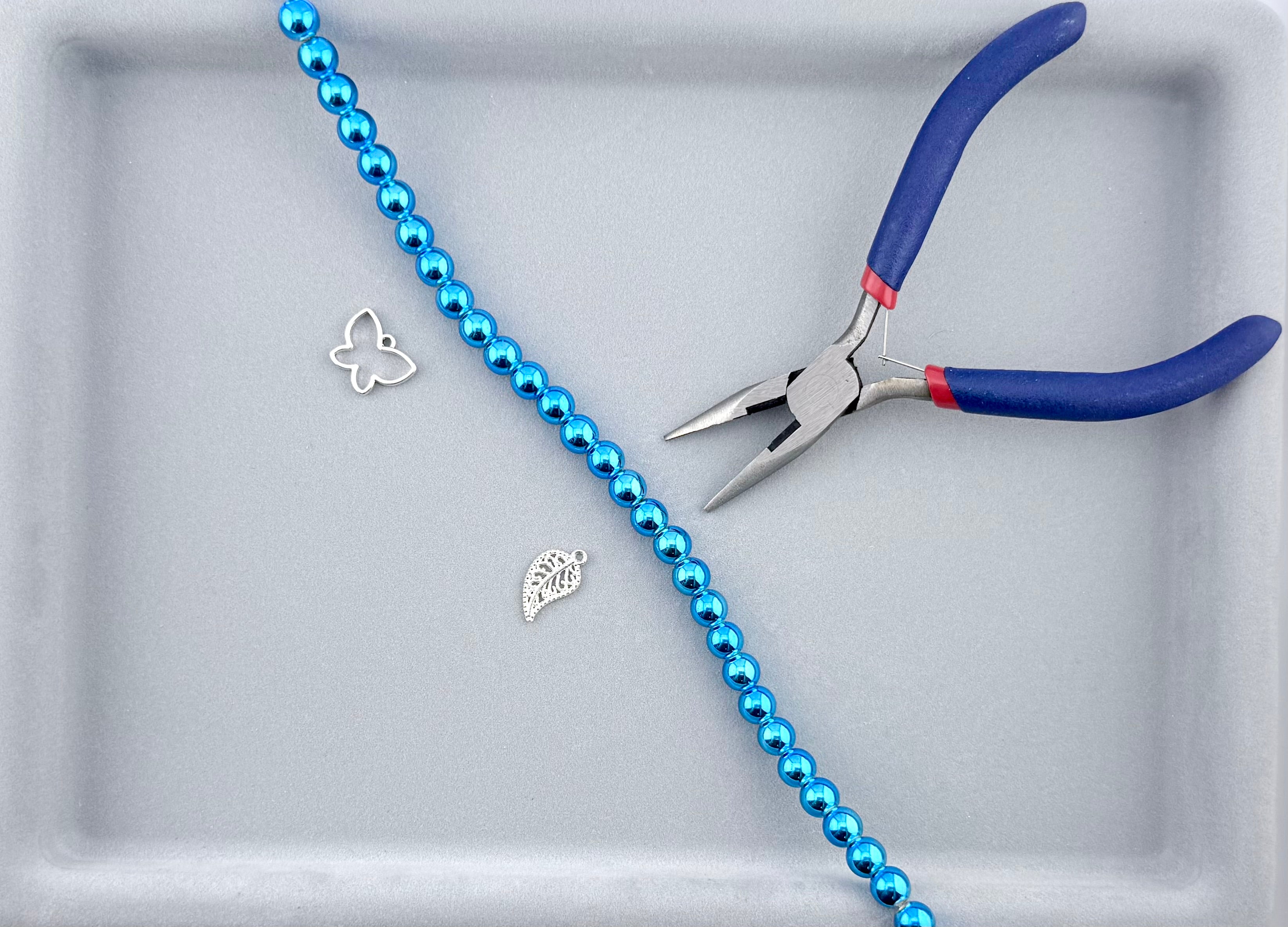 8mm Round Hematite Beads Metallic Blue