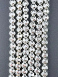 6mm Silver-Faceted Round Hematite Beads