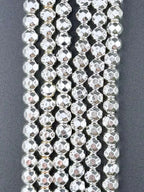 6mm Silver-Faceted Round Hematite Beads