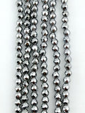 3mm Rhodium Faceted Round Hematite Beads