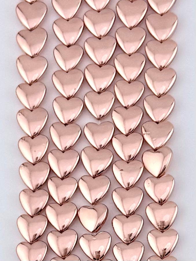 3x7x8mm Hematite Puffy Heart Rose Gold