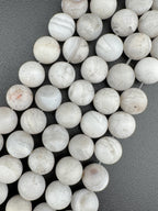 Matte White Lace Agate Beads Available in 6mm, 8mm Sizes