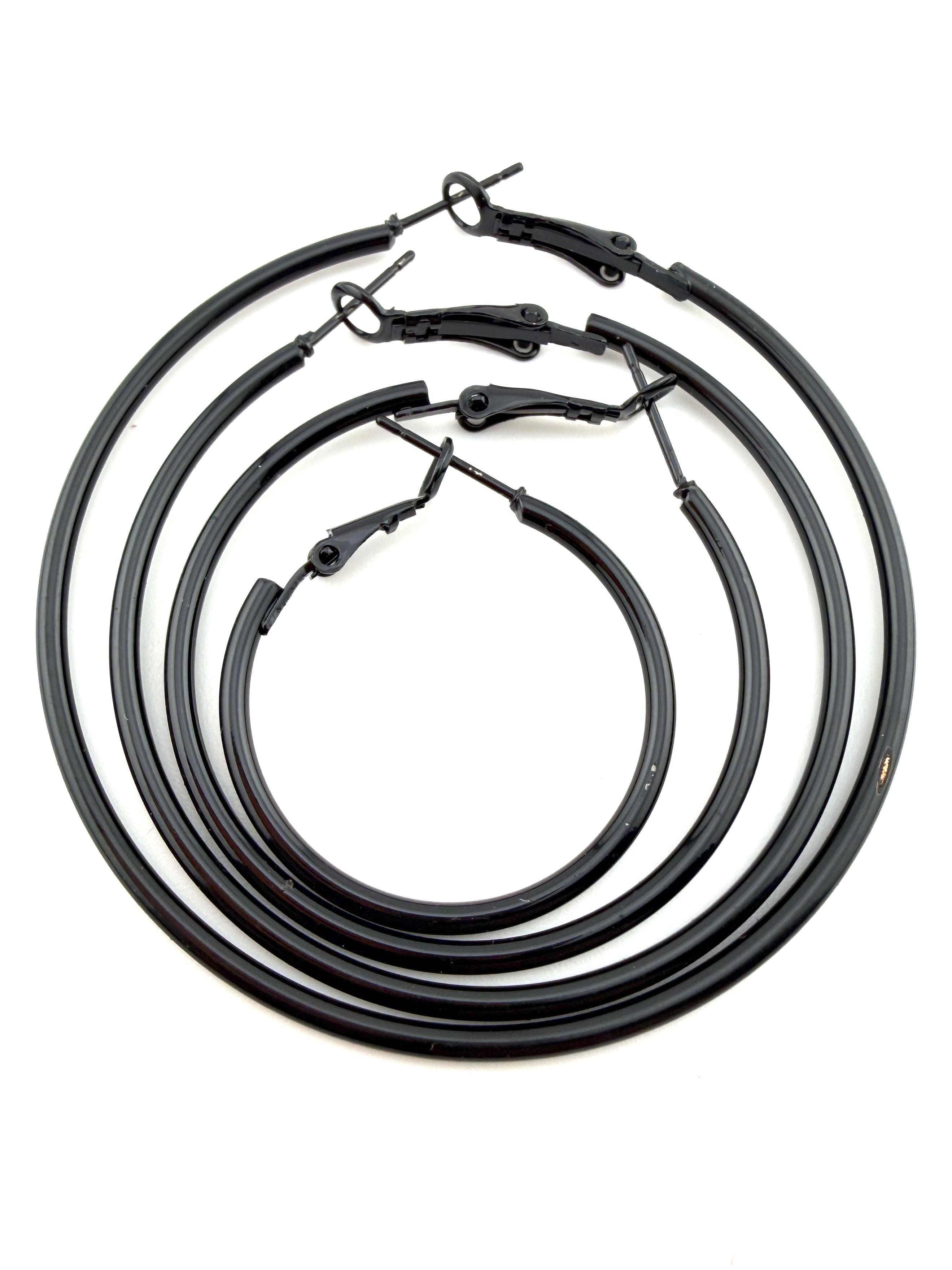 Black Round Hoop Earing Frame Pair