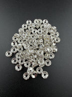 Brass Rhinestone Rondelle Spacers Silver with Clear Crystal