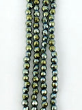 2mm Green-Blue Faceted Round Hematite Beads
