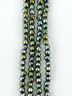 2mm Green-Blue Faceted Round Hematite Beads
