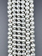 8mm Silver Faceted Round Hematite Beads