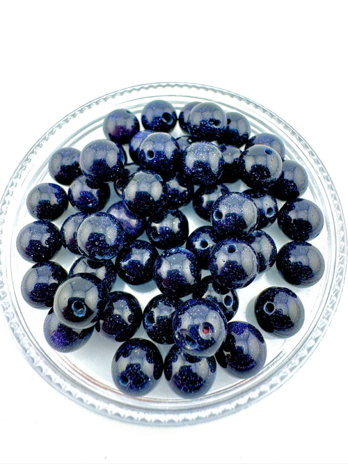 Blue Gold Stone Man Made Beads Available in 4mm, 6mm, 8mm, 12mm Sizes