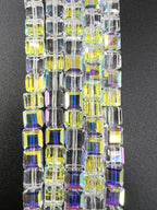 8mm Glass Cube Beads Crystal AB