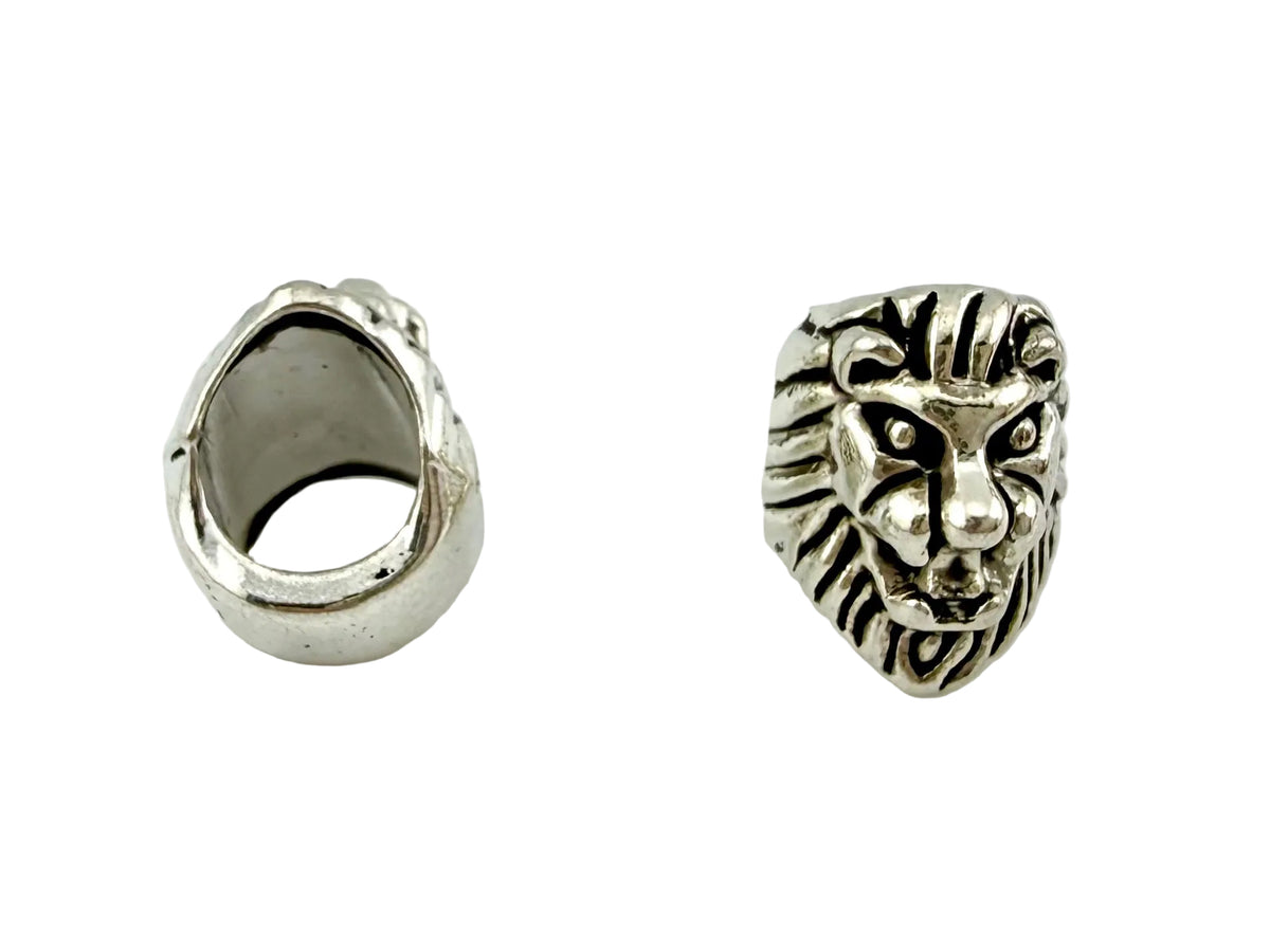 13x10mm Large Hole Lion Head Spacer Rhodium
