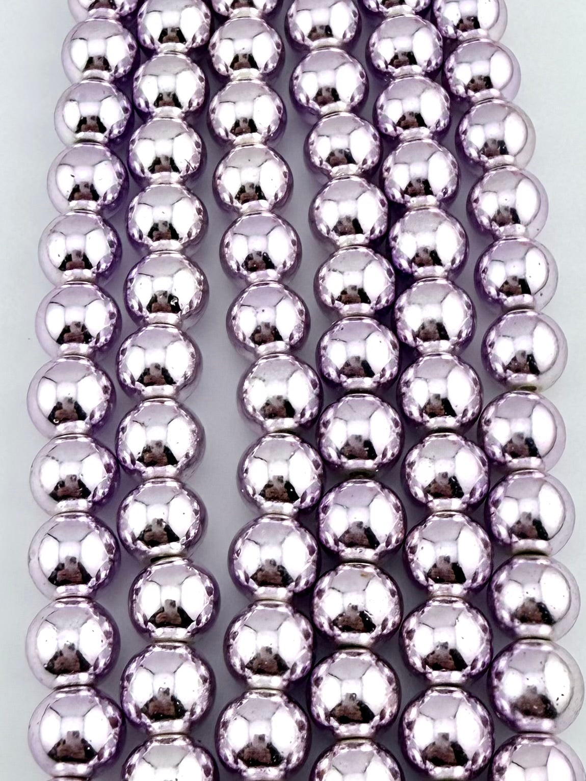 8mm Round Hematite Beads Metallic Light Pink