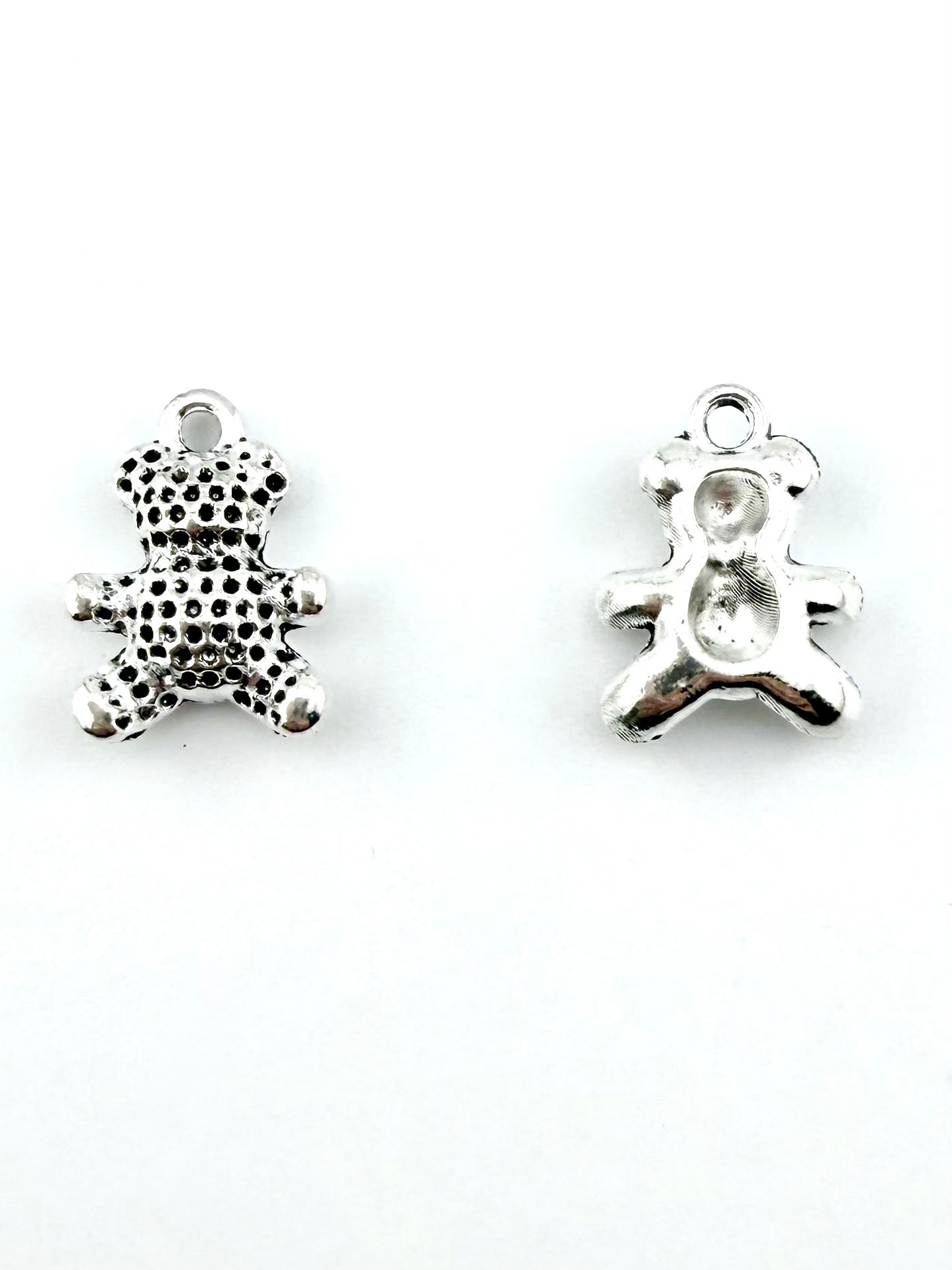 15.5mm Teddy Bear Charm Rhodium