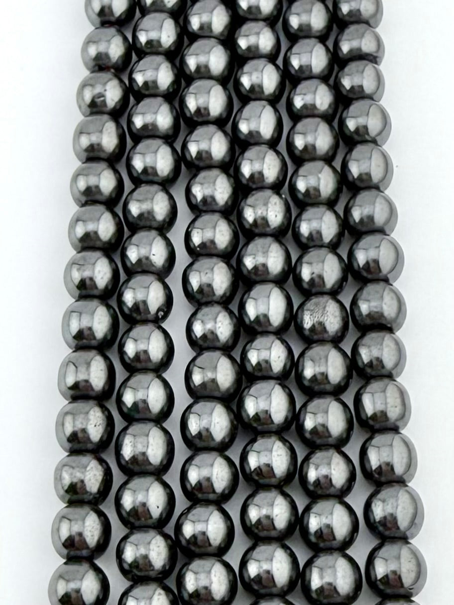 5mm Round Hematite Beads Gunmetal