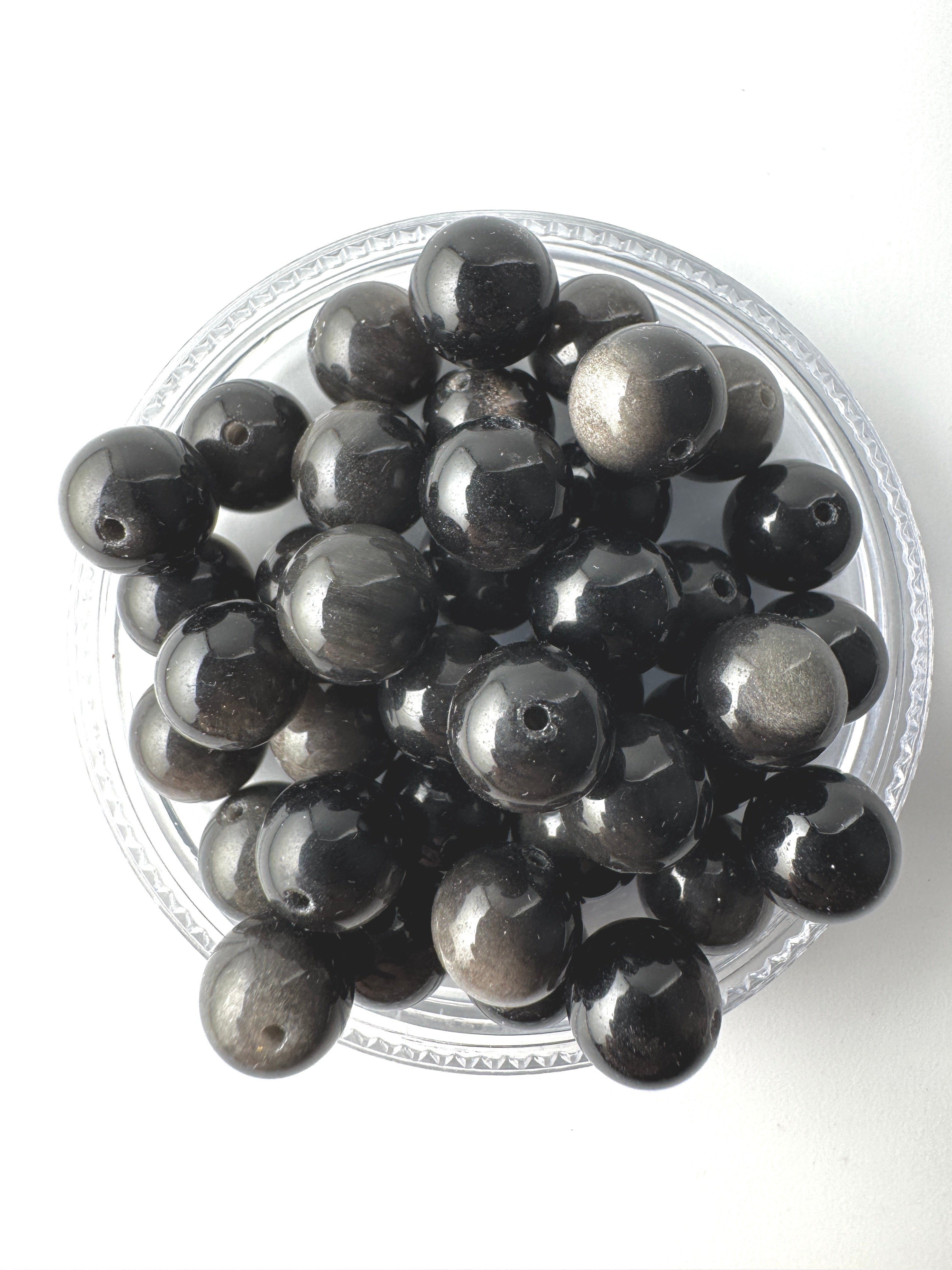 Silver Obsidian Beads Available in 6mm, 8mm, 10mm, 14mm Sizes