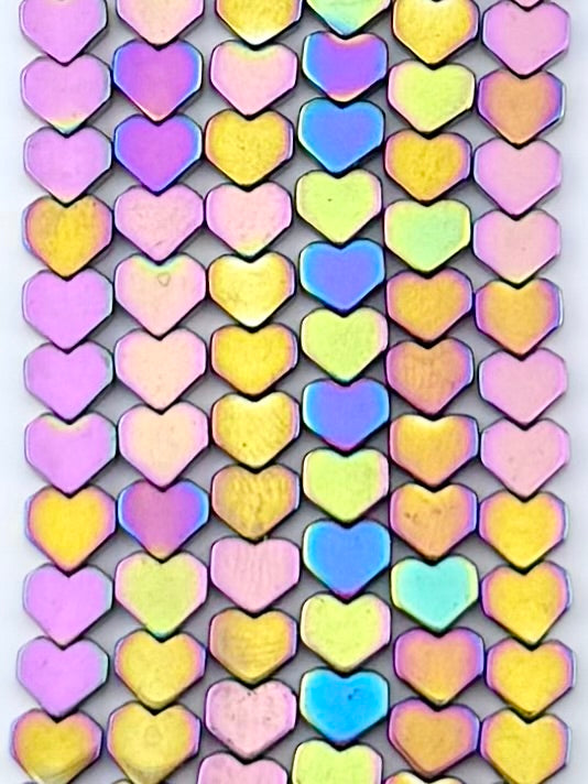 2.5x6mm Hematite Flat Heart Rainbow