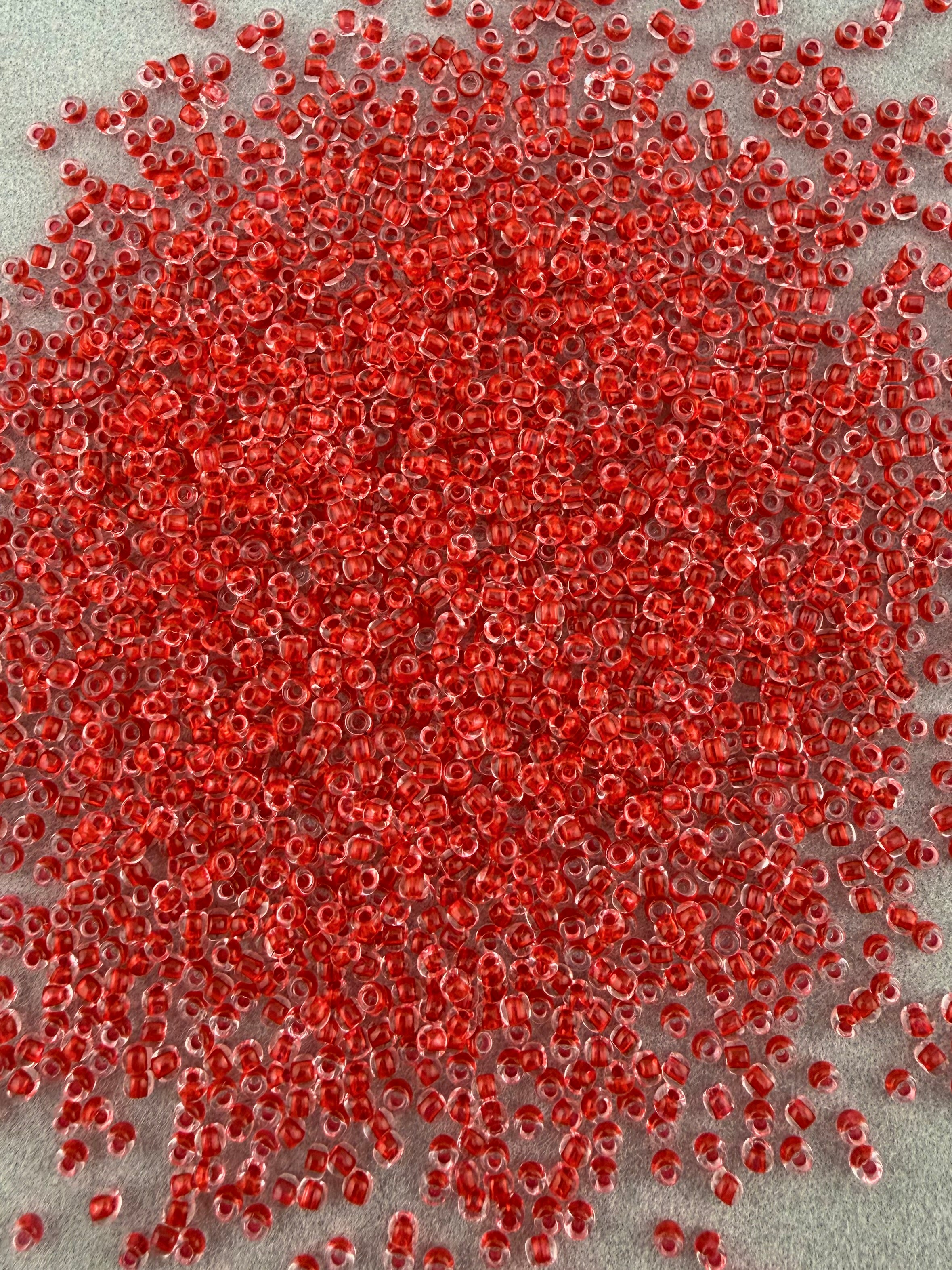 Mino Seed Beads 11/0 Crystal Red Color Lined