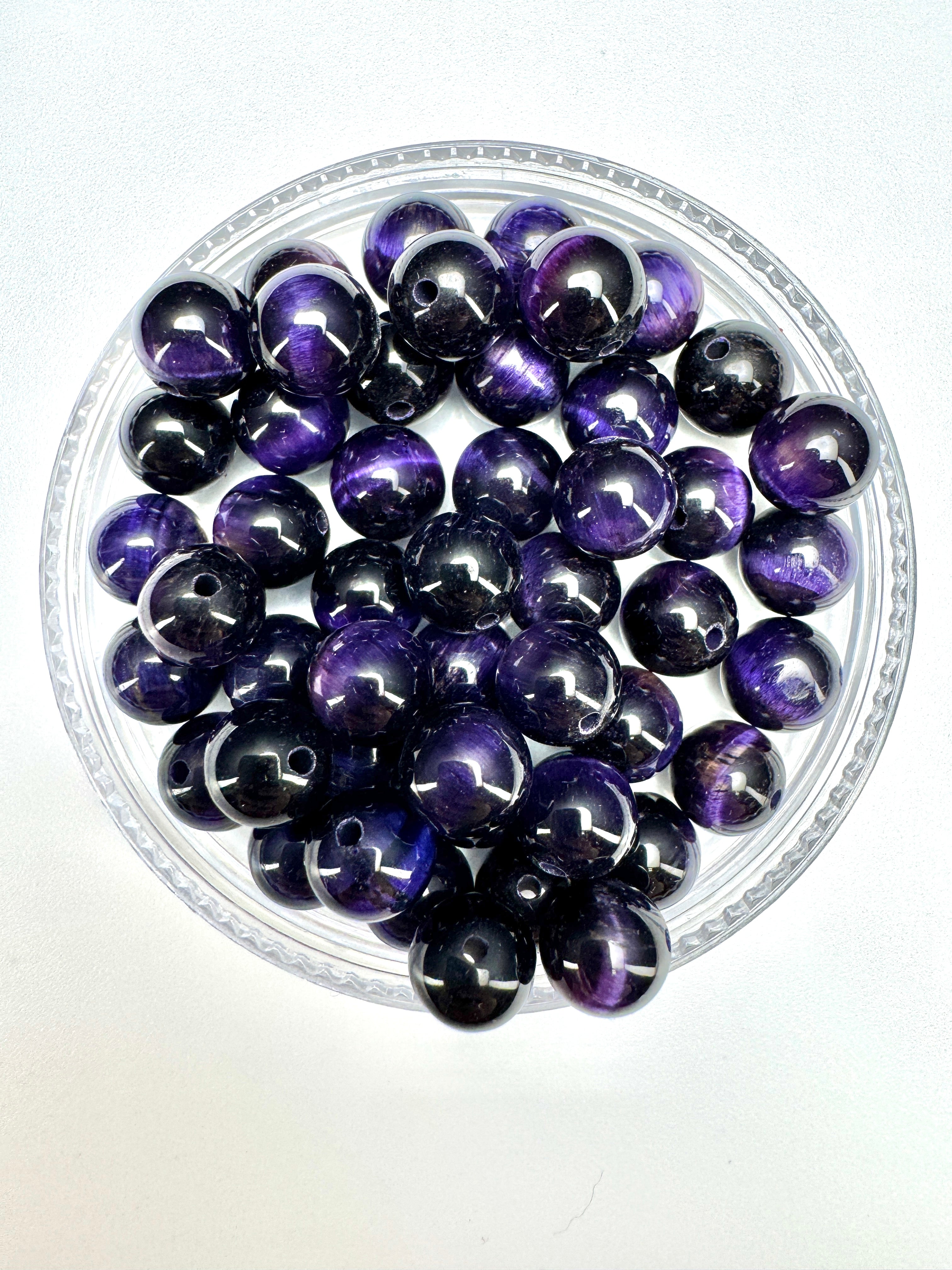 Dyed Purple Tigers Eye Beads Available in 6mm, 8mm Sizes
