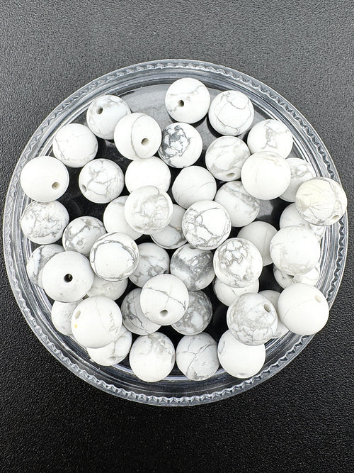 Matte White Howlite Beads Available in 4mm, 6mm, 8mm, 10mm Sizes