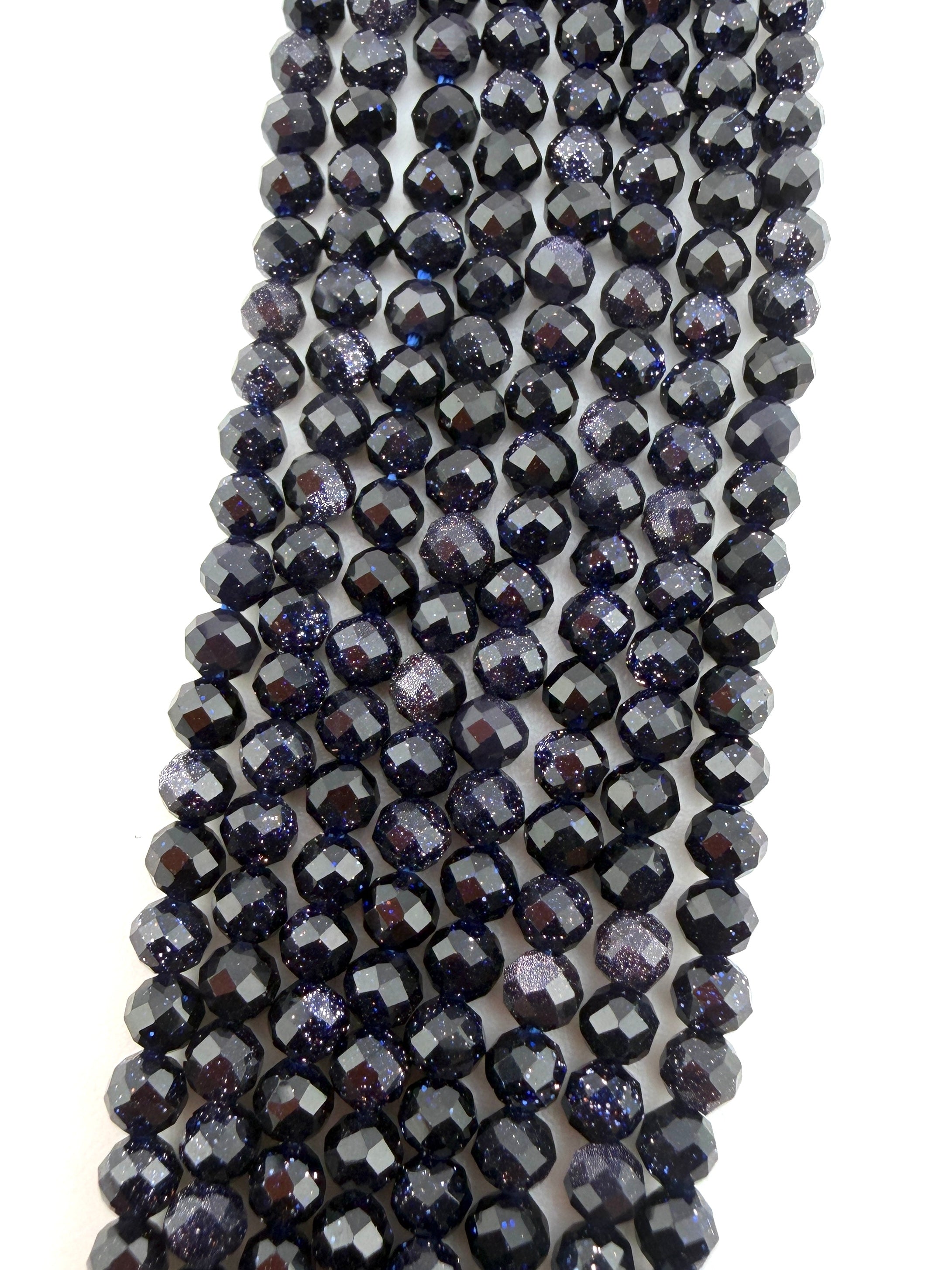 3mm Faceted Blue Gold Stone Man Made Beads