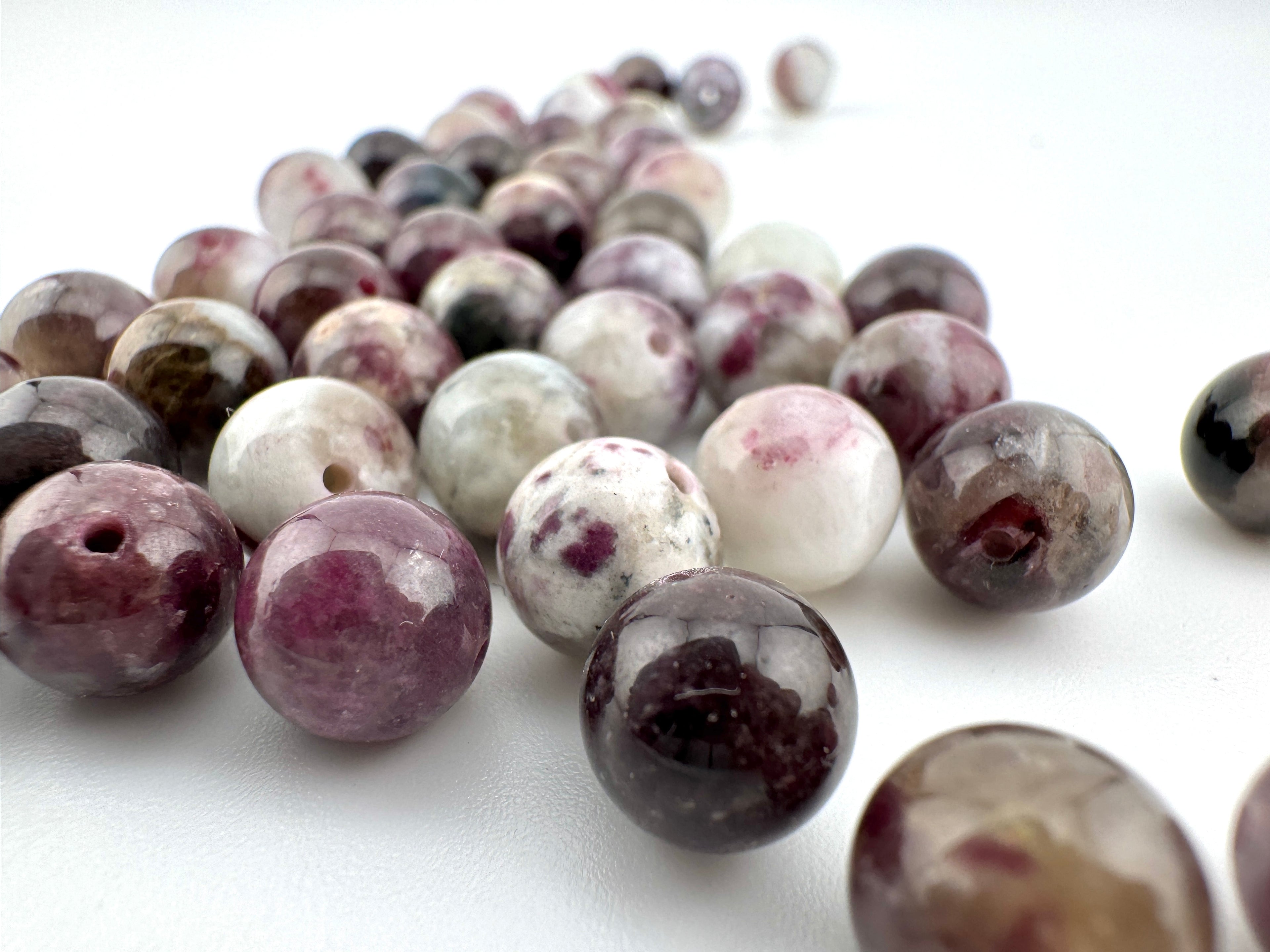 Plum Blossom Tourmaline Beads Available in 6mm, 8mm Sizes