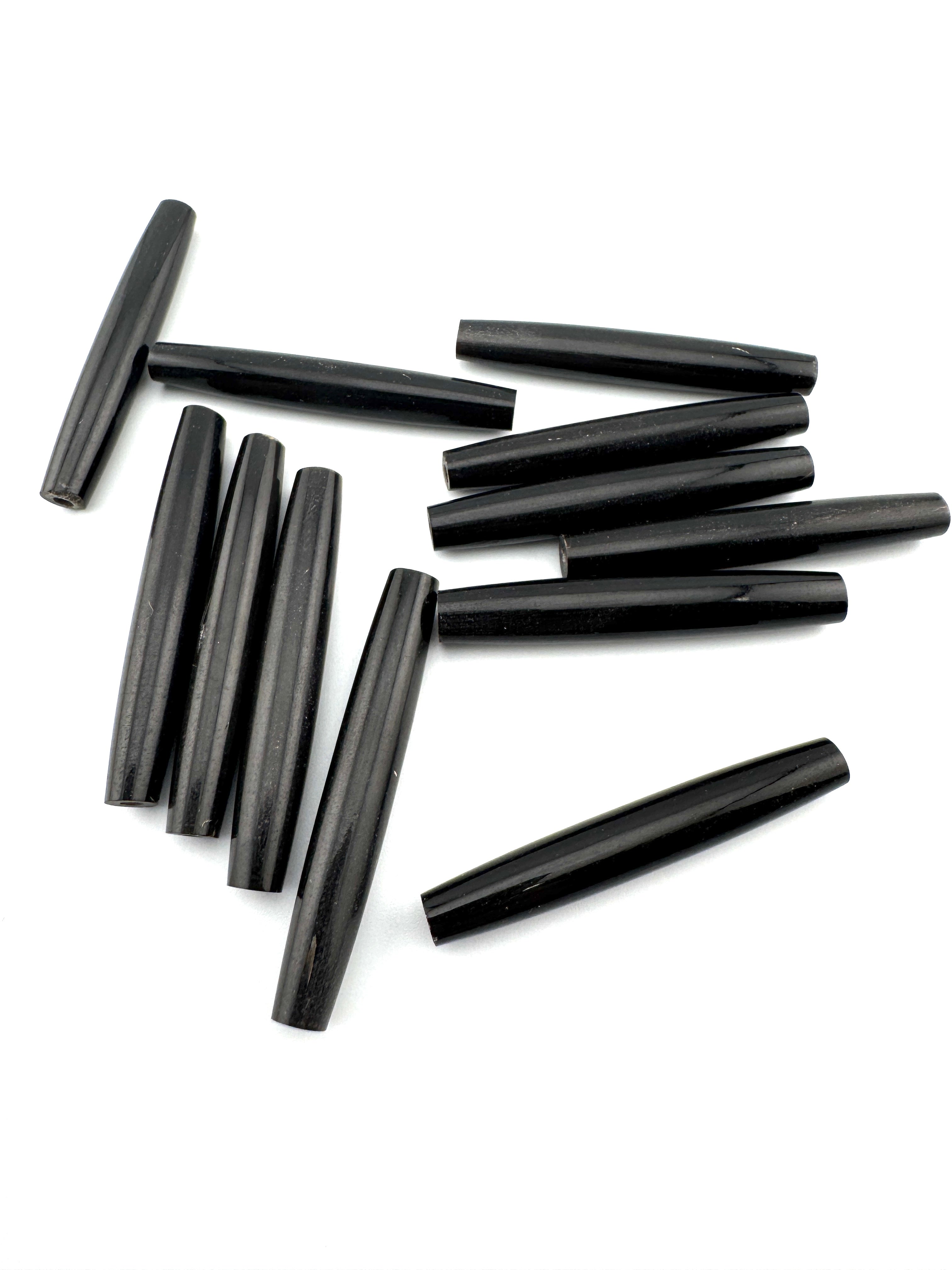 Black Buffalo Bone Pipe, Standard thickness  1–4inch Carved Bone Pieces for Jewelry & Crafts