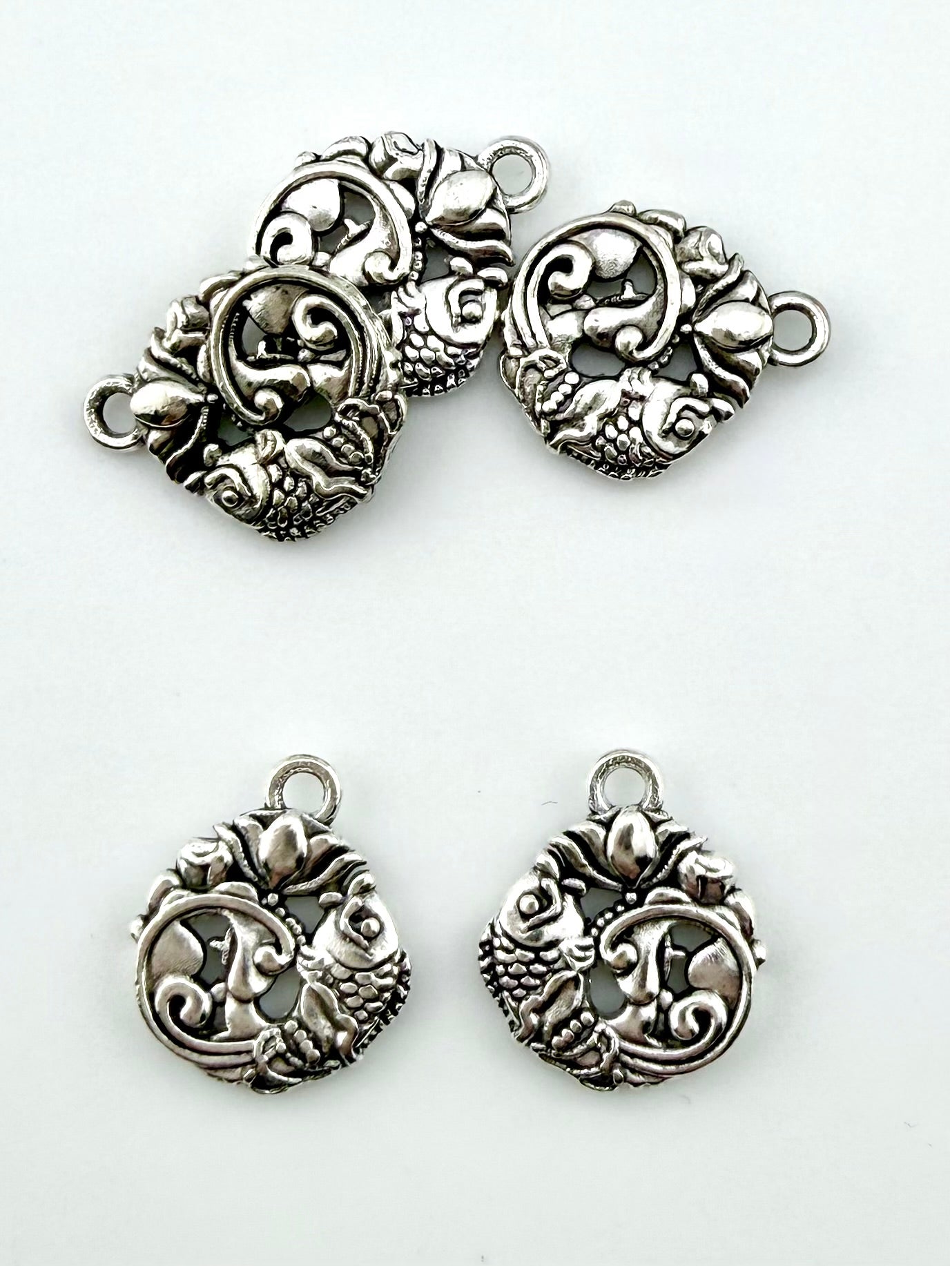 17mm Prosperity Koi Rhodium Charm