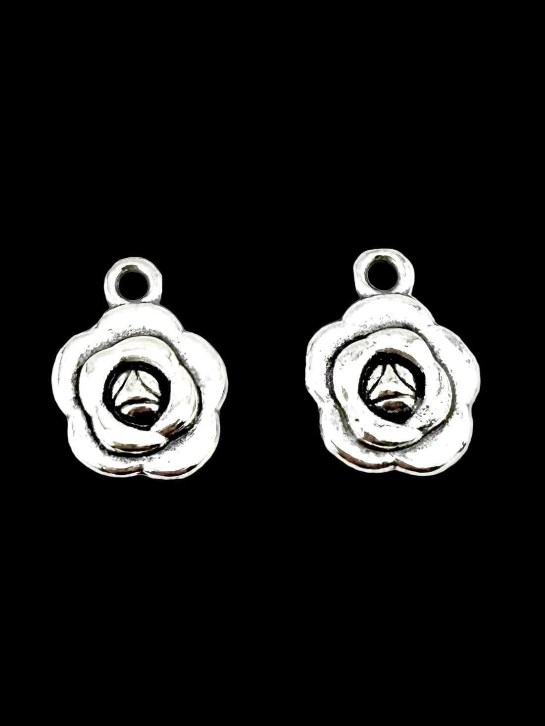 15.5mm Rose Charm Rhodium