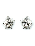 15mm Elephante & Baby Charm Rhodium