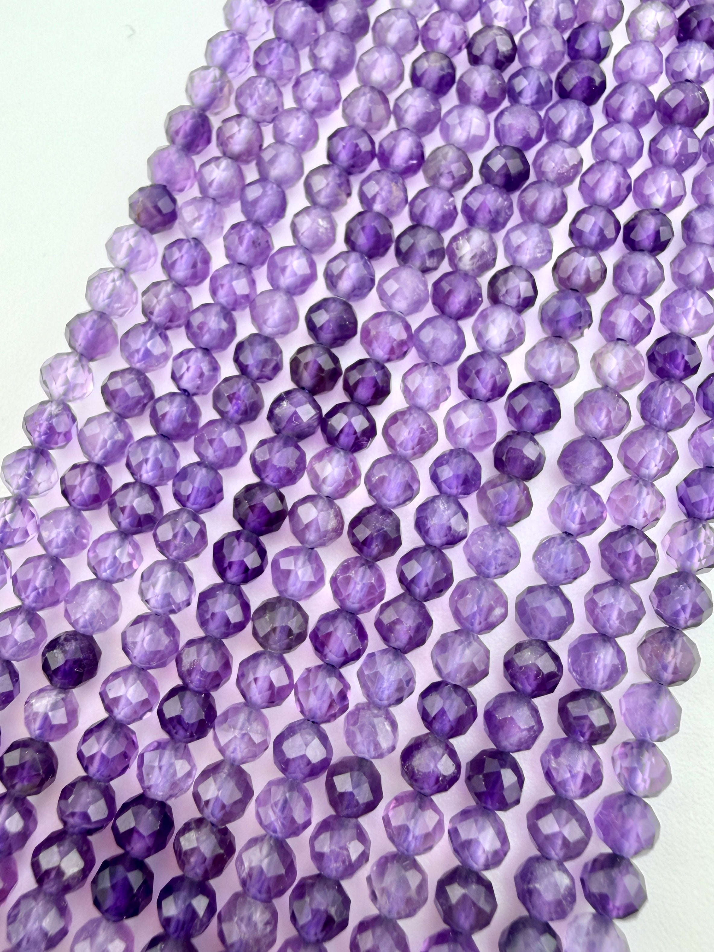 3mm Faceted Dark Amethyst Beads