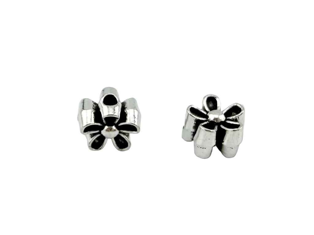 6x4mm Flower Spacer Bead Rhodium