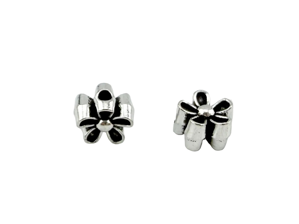 6x4mm Flower Spacer Bead Rhodium