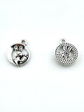 15mm Rabbit Hug Carrot Coin Charm Rhodium