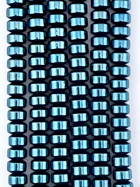 2.5x4mm Hematite Heishi Beads Metallic Blue