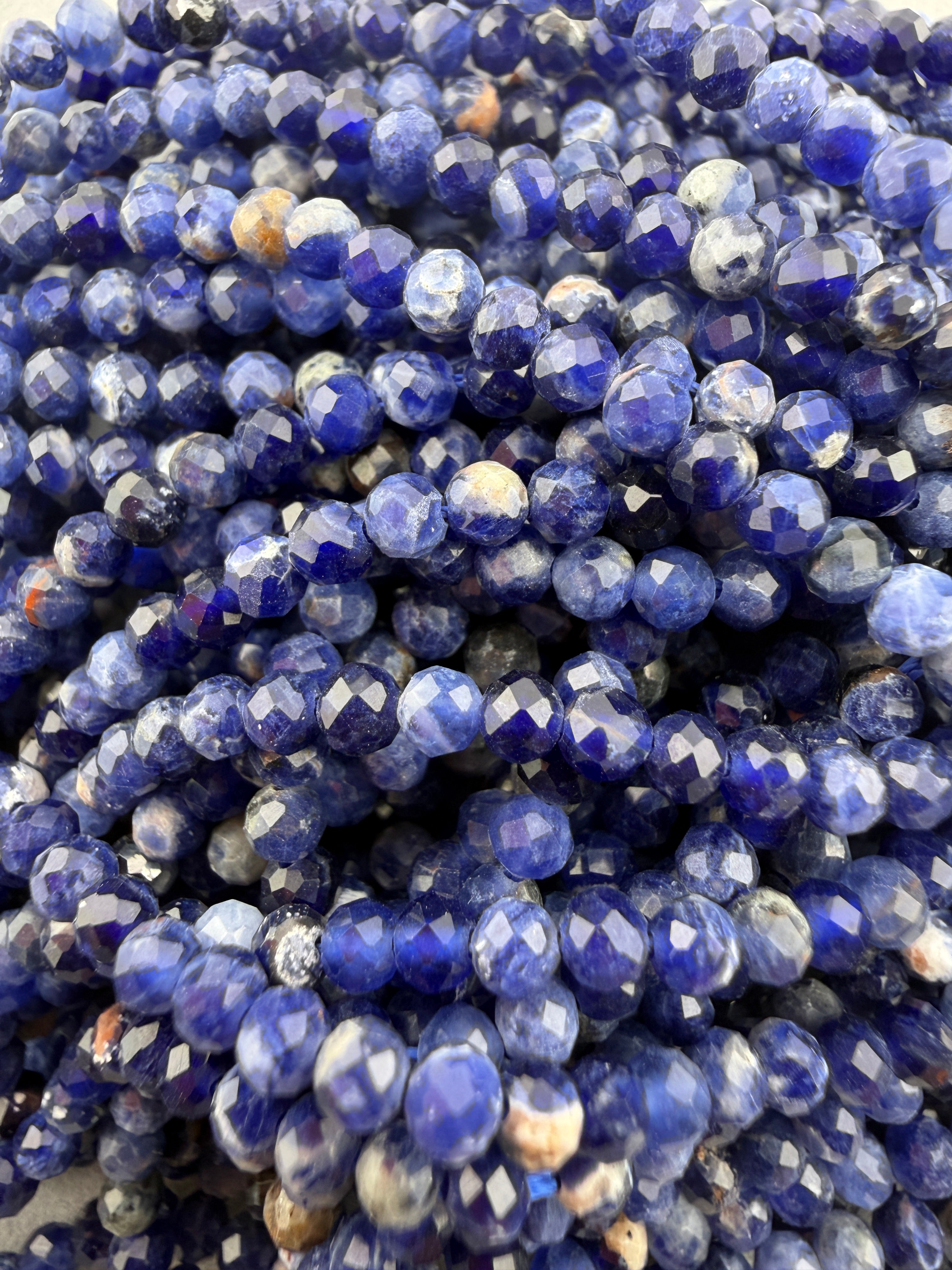 3mm Faceted Sodalite Beads