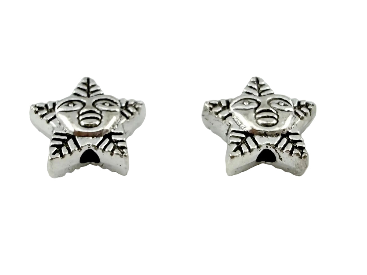 9.5mm Large Hole Snowflake Bead Rhodium
