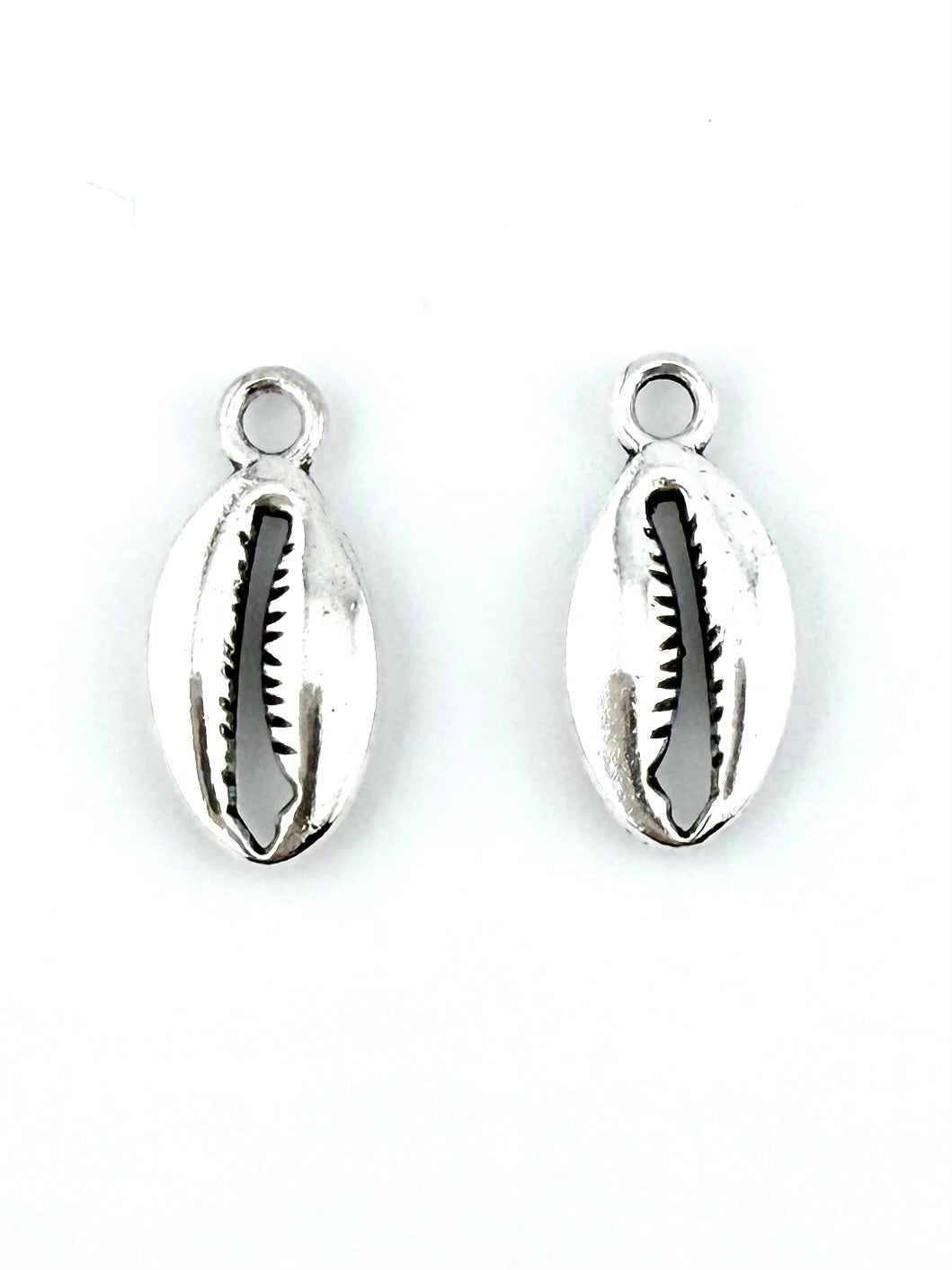 17mm Cowrie Shell Charm Rhodium