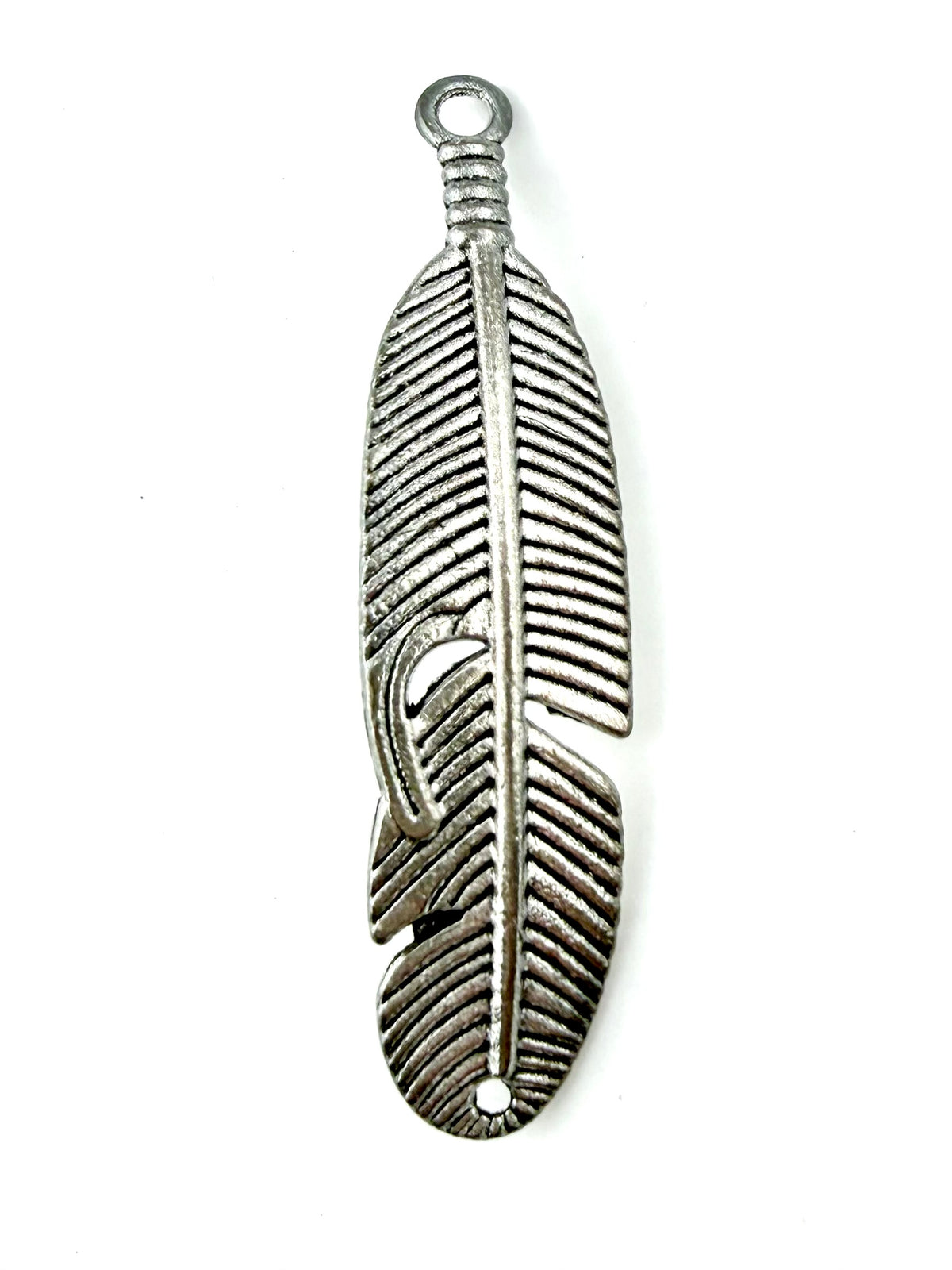 44.5mm Large Feather Charm Rhodium