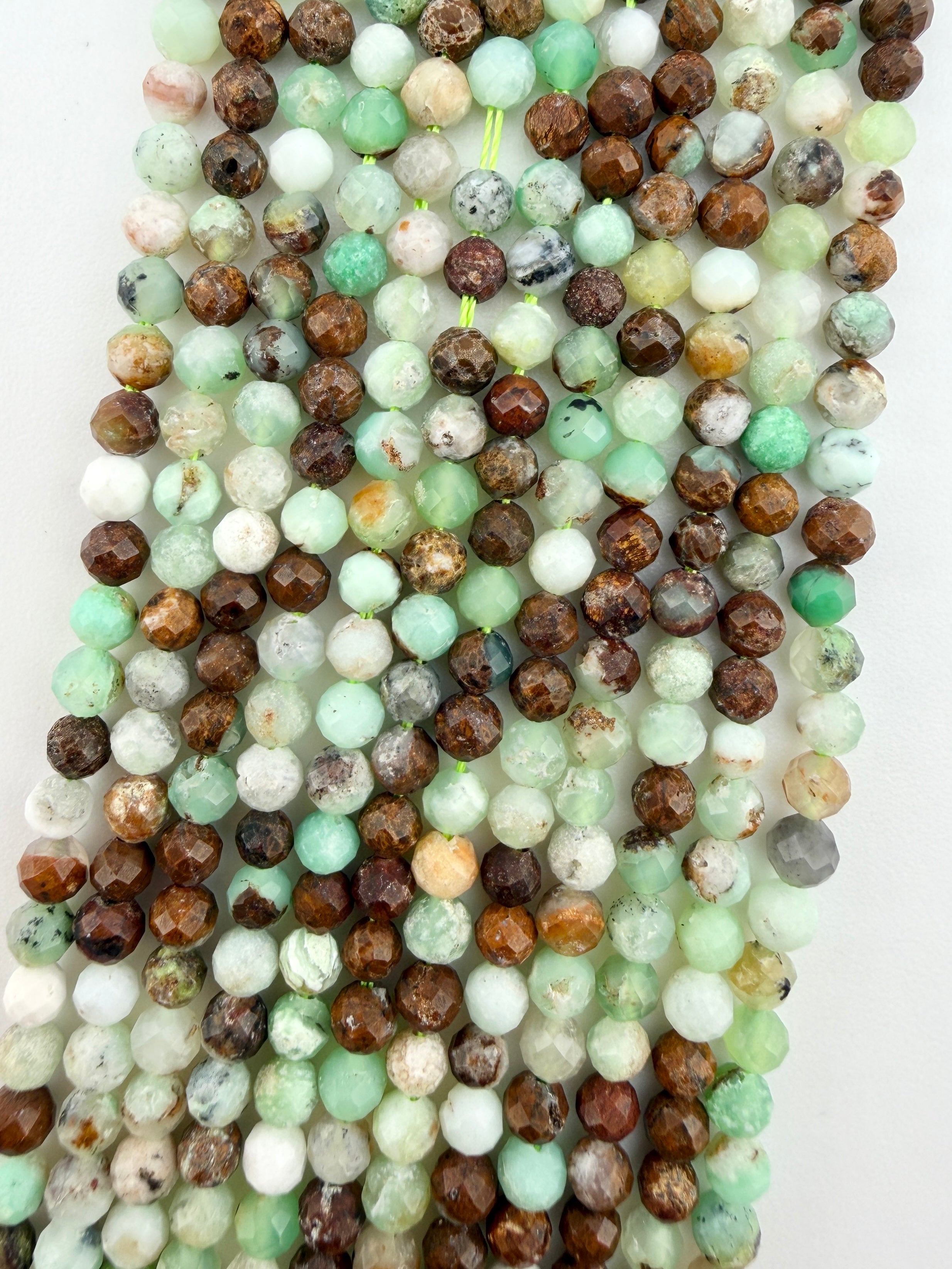 3mm Faceted Chrysoprase Beads
