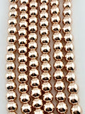 6mm Round Hematite Beads Rose Gold