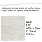 Artificial Sinew – Natural, White, Black,  5-Ply, 4 oz Spool (Approx. 131 Yards)