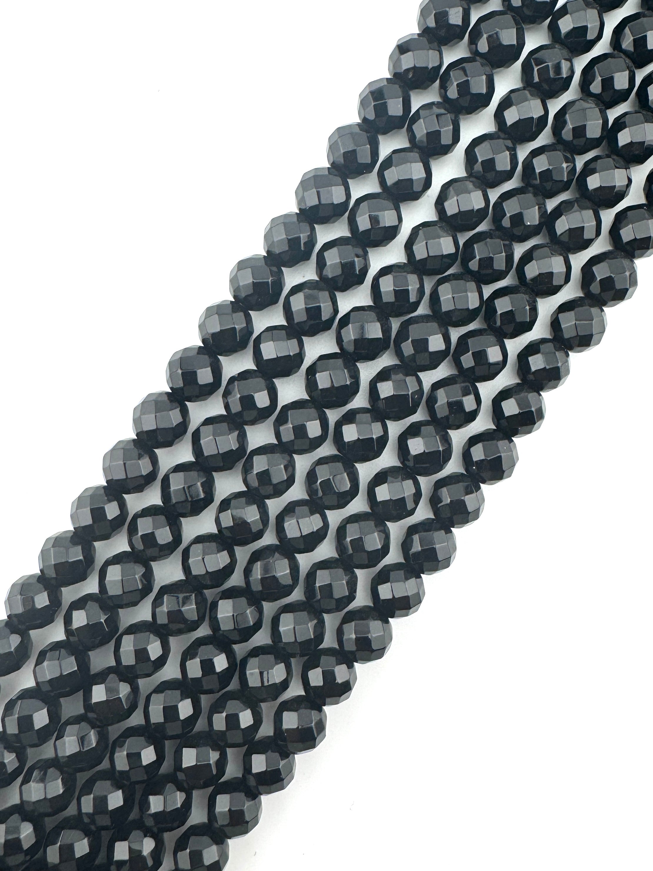 Onyx Faceted Beads Available in 6mm, 8mm Sizes