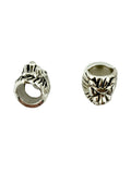 13x10mm Large Hole Lion Head Spacer Rhodium